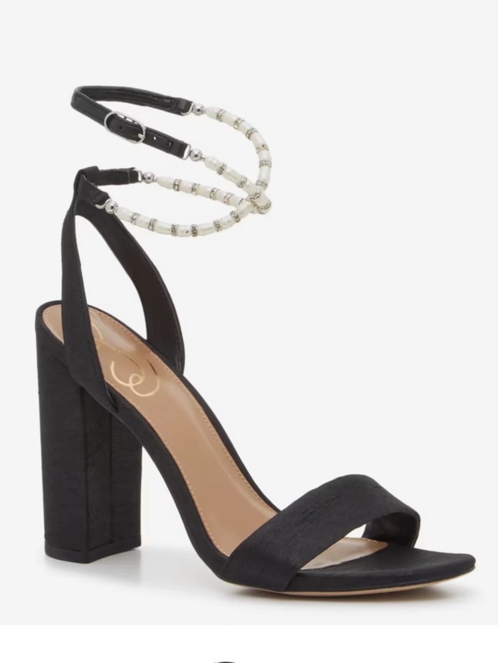 Sam Edelman Beaded Ankle Wrap Strap Black Heels